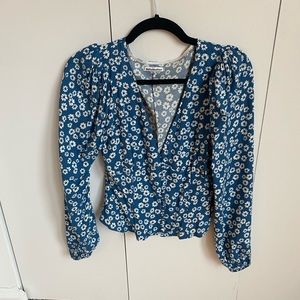 Reformation long sleeve floral shirt